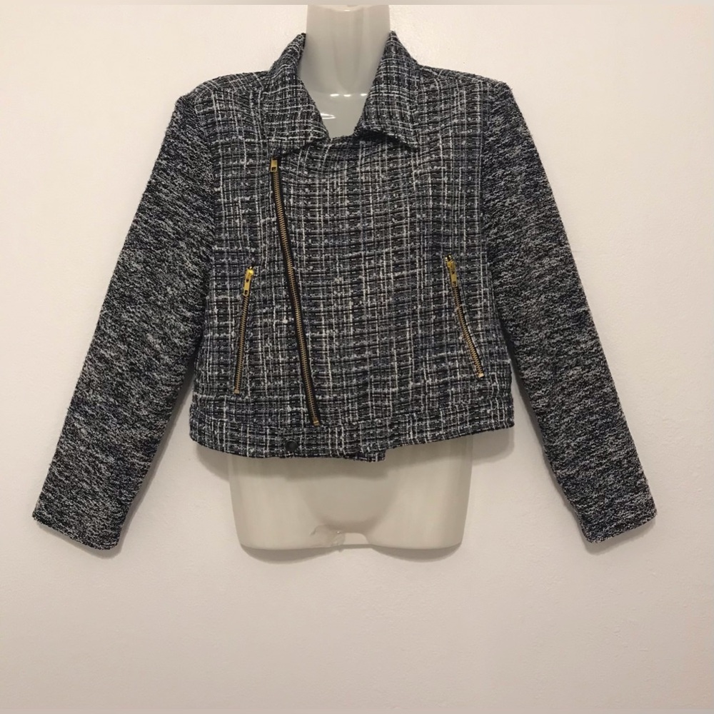 SUNDAYS bliss lined jacket navy zip up top blazer size small - Picture 3 of 10